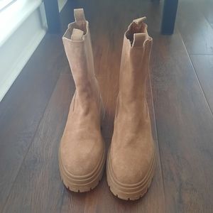 Zara tan brown faux suede booties